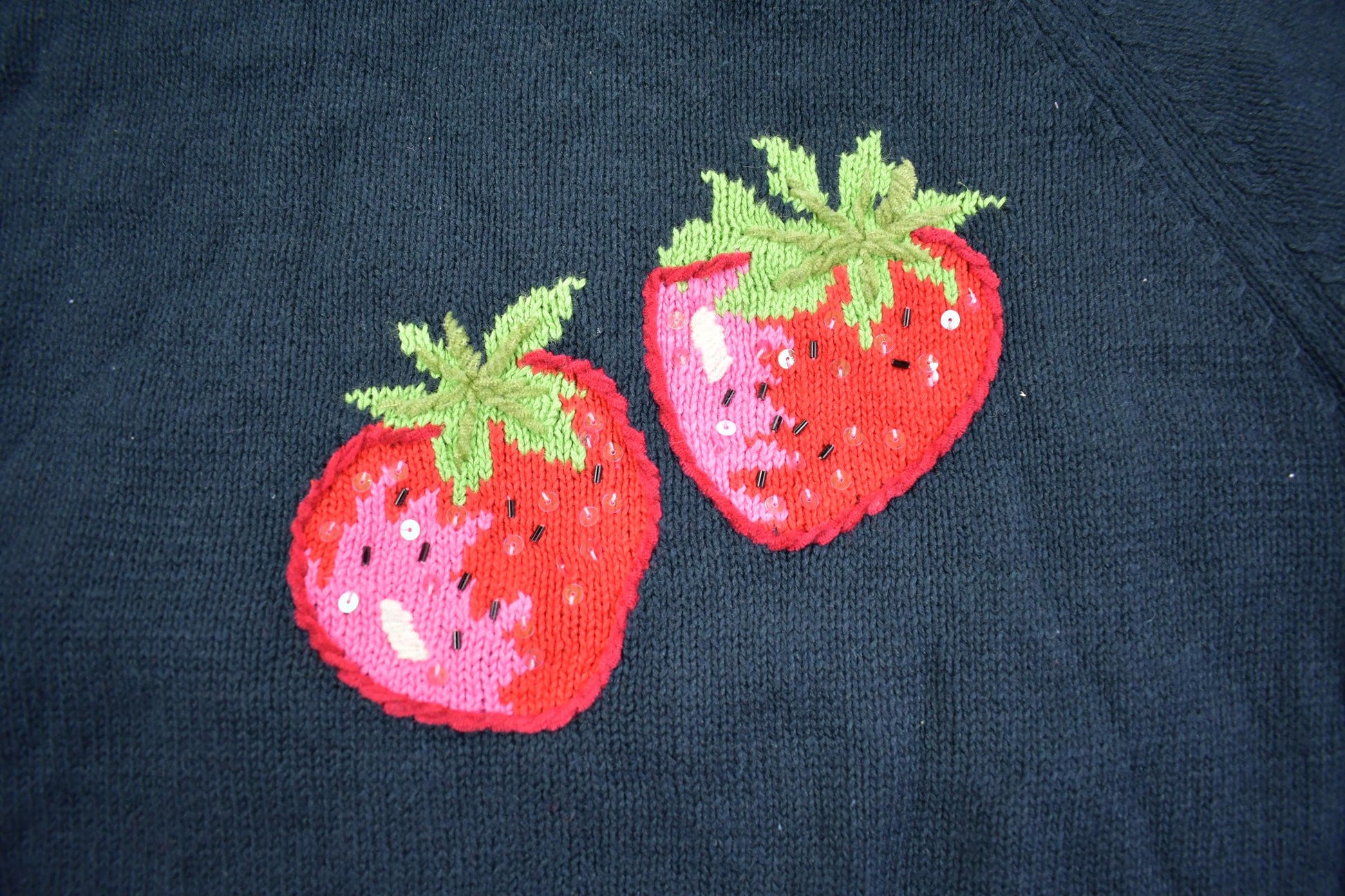 Vintage 1980s Short Sleeve Strawberry Cute Knit Crewneck Sweater Men's M from propervintagecanada