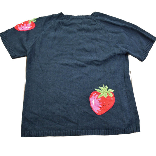 Vintage 1980s Short Sleeve Strawberry Cute Knit Crewneck Sweater Men's M from propervintagecanada