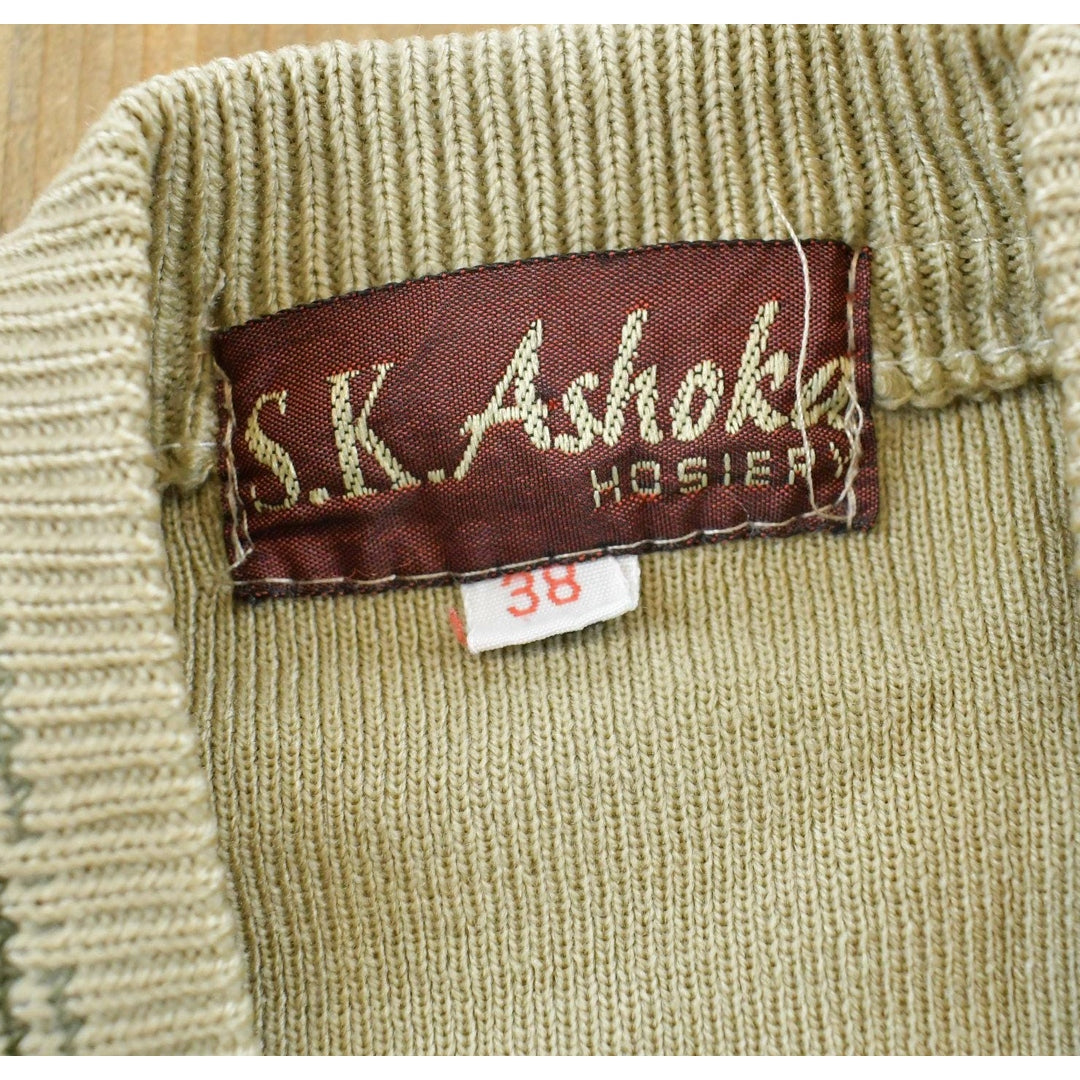 Vintage 1980s SK Ashoka Striped Knit V Neck Sweater Vest Men's S / 80s Abstract Pattern 3D Knitted Sweatshirt / Streetwear from propervintagecanada