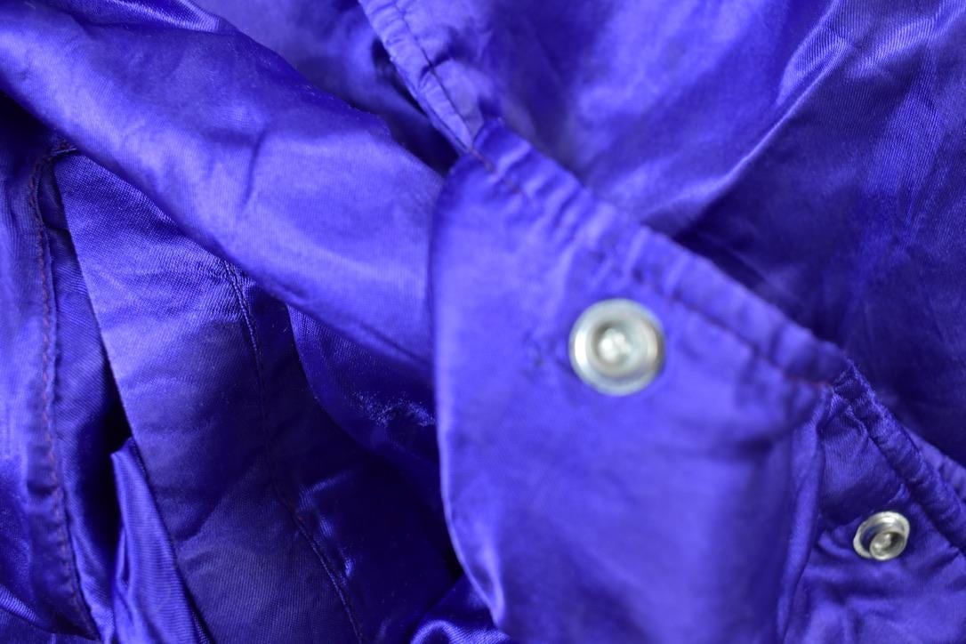 Vintage 1980s Skyline Blank Satin Varsity Jacket Men's Large from propervintagecanada