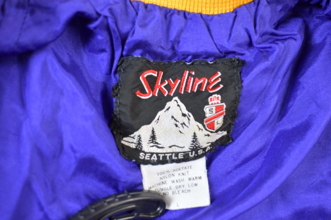 Vintage 1980s Skyline Blank Satin Varsity Jacket Men's Large from propervintagecanada