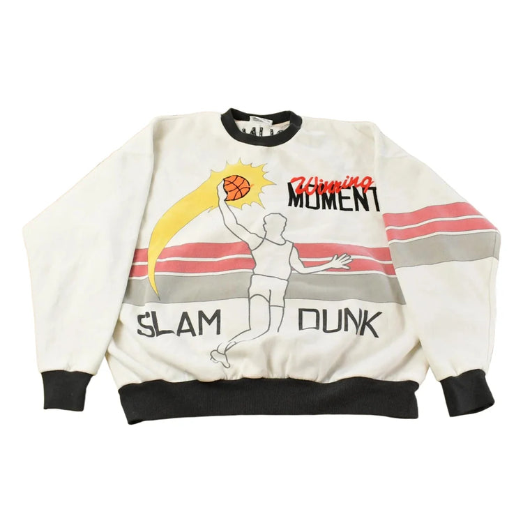 Vintage 1980s Slam Dunk Basketball Patchwork Crewneck Sweatshirt Men's Medium from propervintagecanada