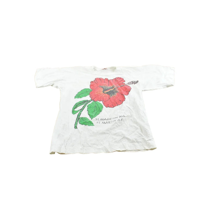 Vintage 1980s St Maarten Island Hibiscus Souvenir T-Shirt Men's S from propervintagecanada