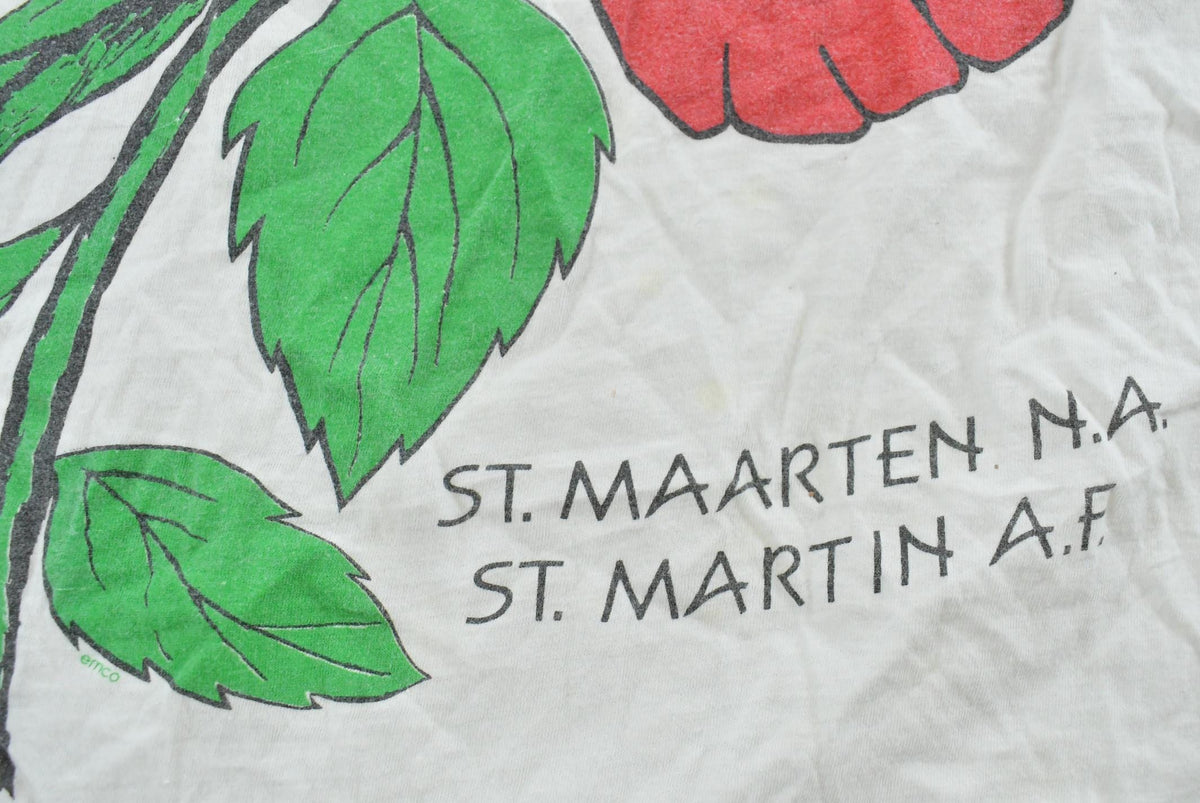 Vintage 1980s St Maarten Island Hibiscus Souvenir T-Shirt Men's S from propervintagecanada