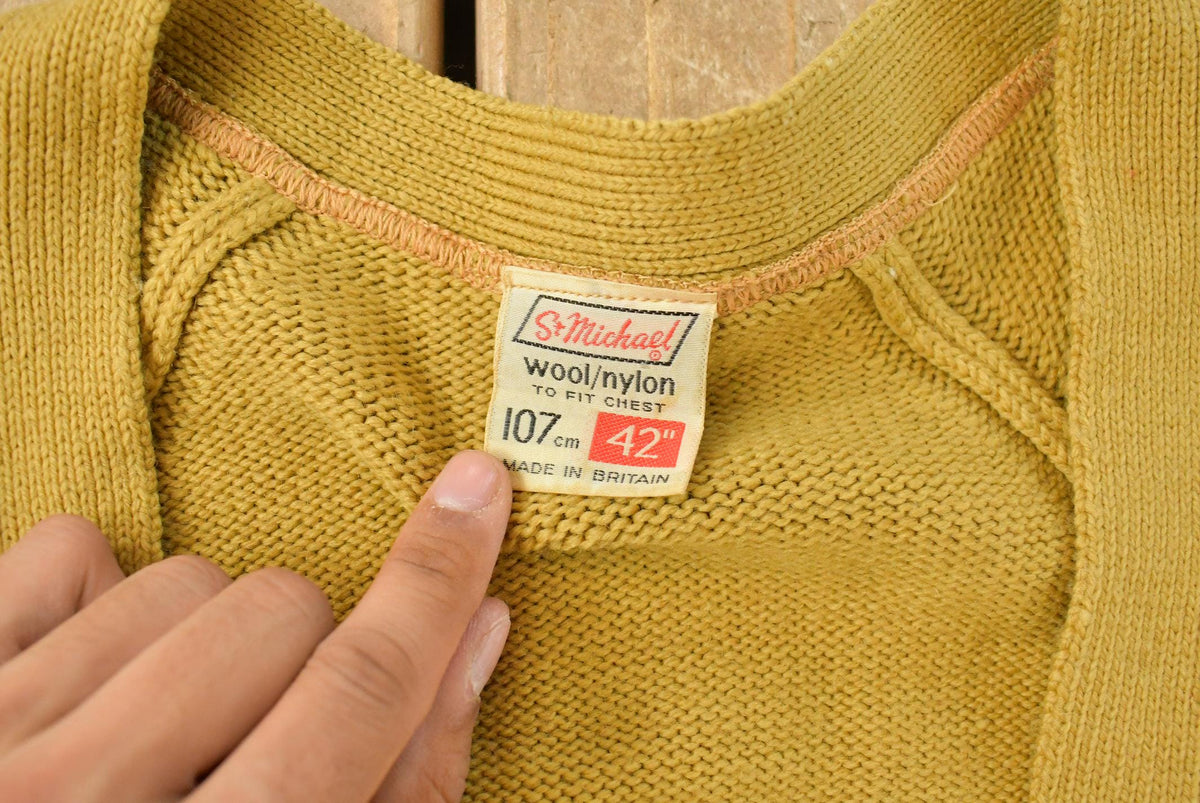 Vintage 1980s St Michael Wool Knit Cardigan Sweater Men's Large from propervintagecanada