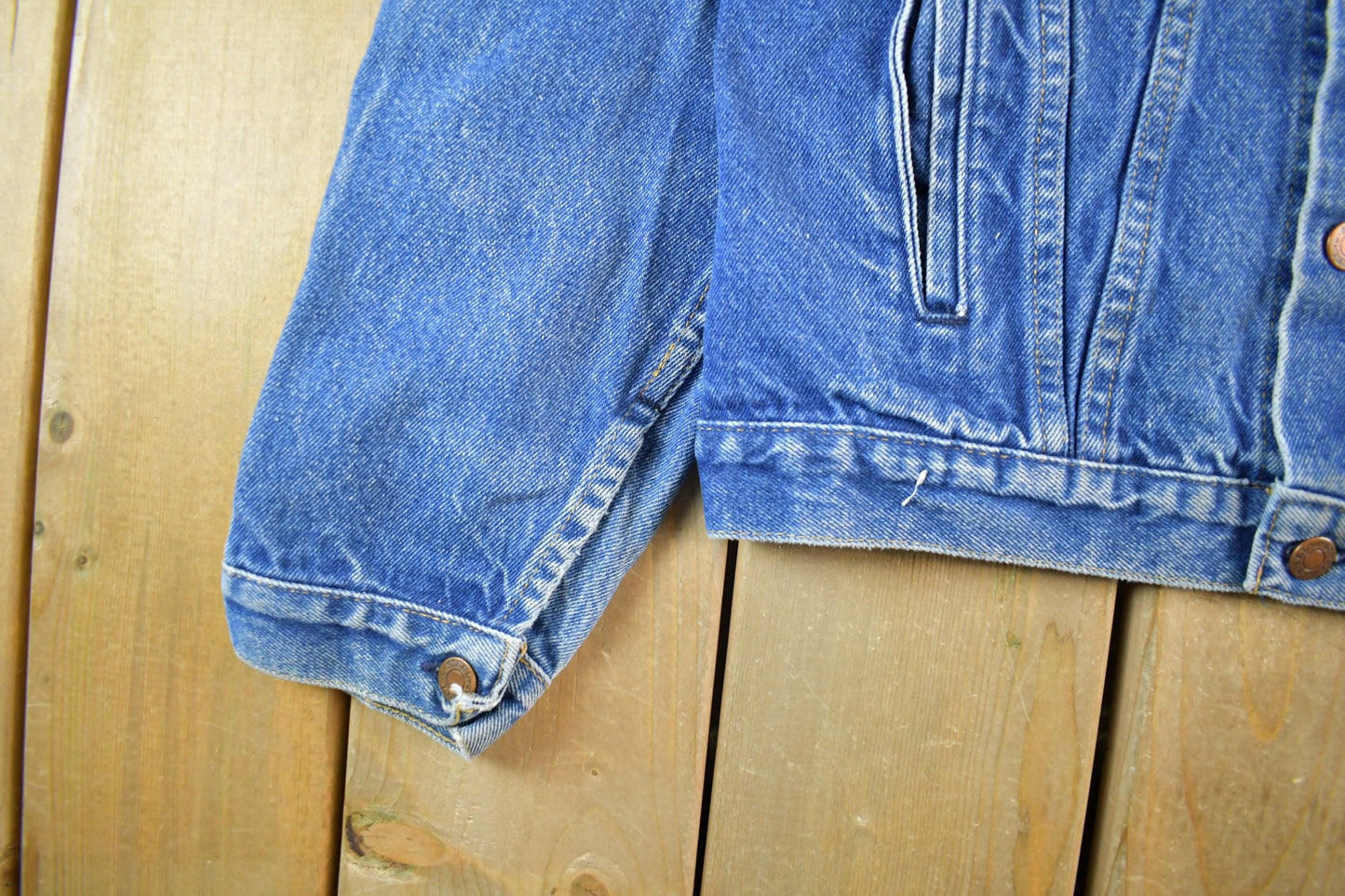 Vintage 1980s Steel Denim Jean Trucker Jacket Men's Small from propervintagecanada