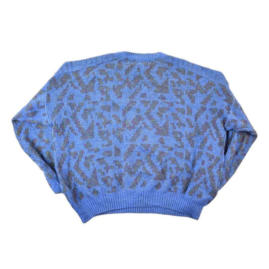 Vintage 1980s Stitch Fred Knit Abstract Pattern Crewneck Sweater By Frederic Homs Mens XL from propervintagecanada