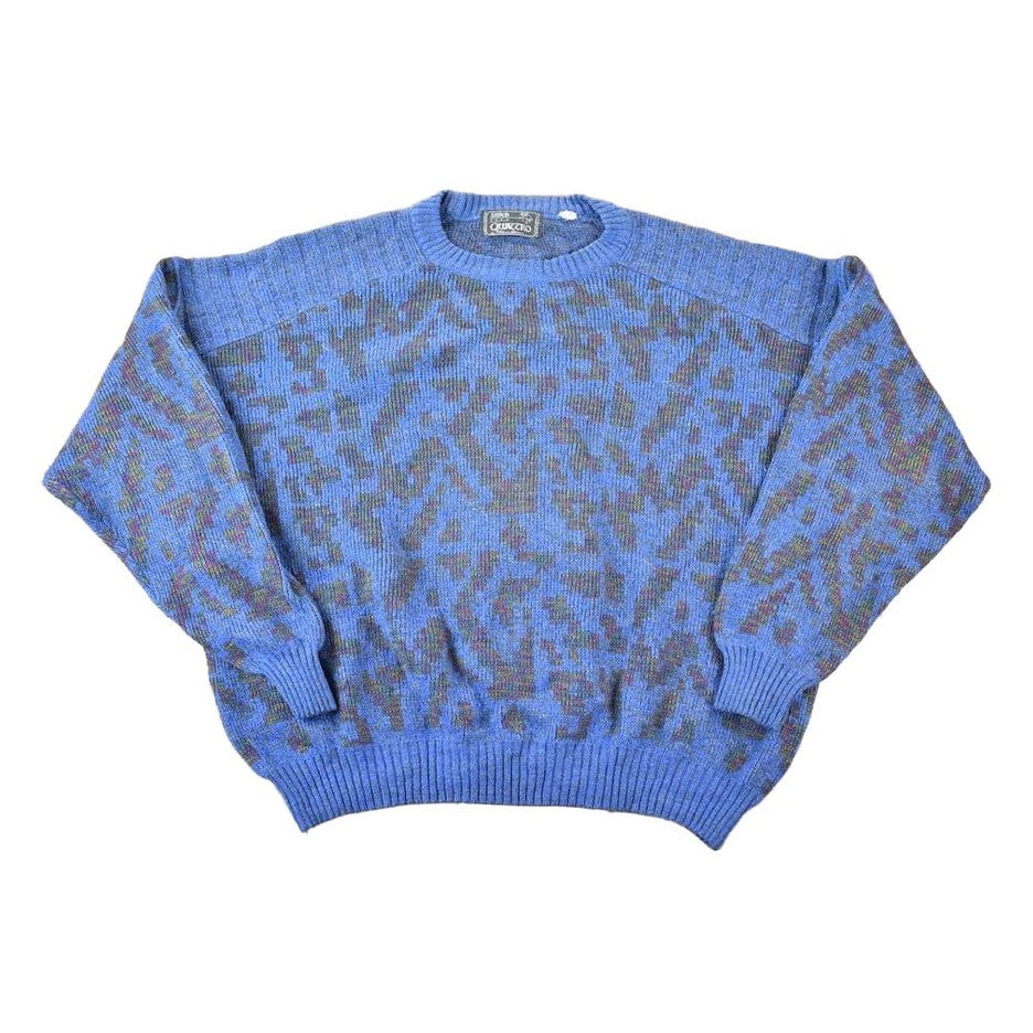 Vintage 1980s Stitch Fred Knit Abstract Pattern Crewneck Sweater By Frederic Homs Mens XL from propervintagecanada