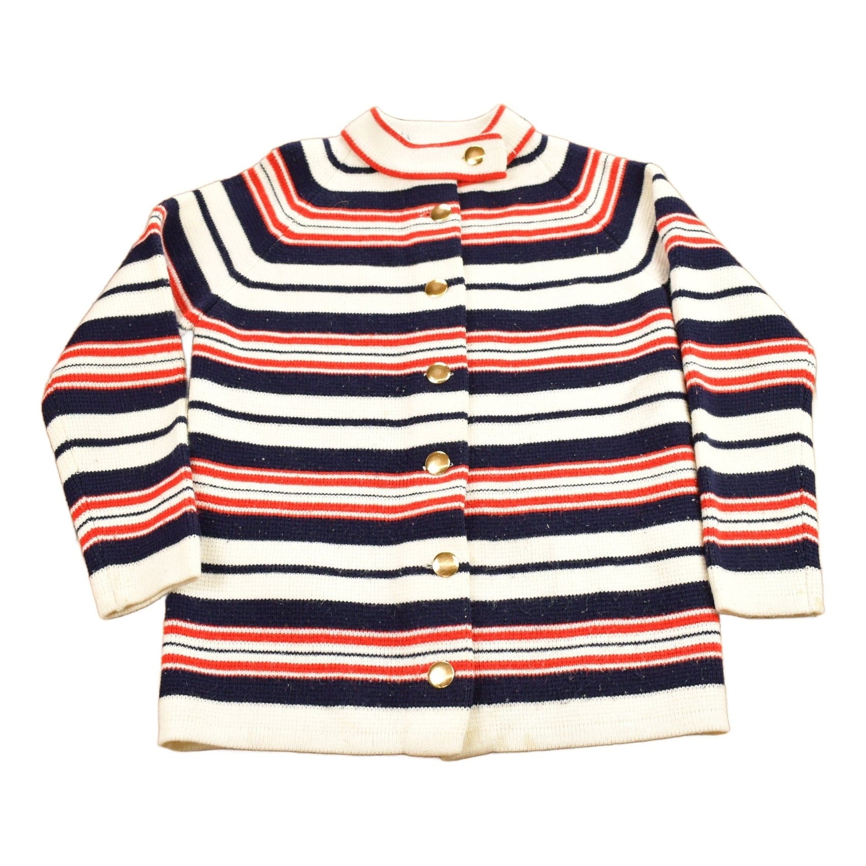 Vintage 1980s Striped Knitted Cardigan Sweater Women's M from propervintagecanada