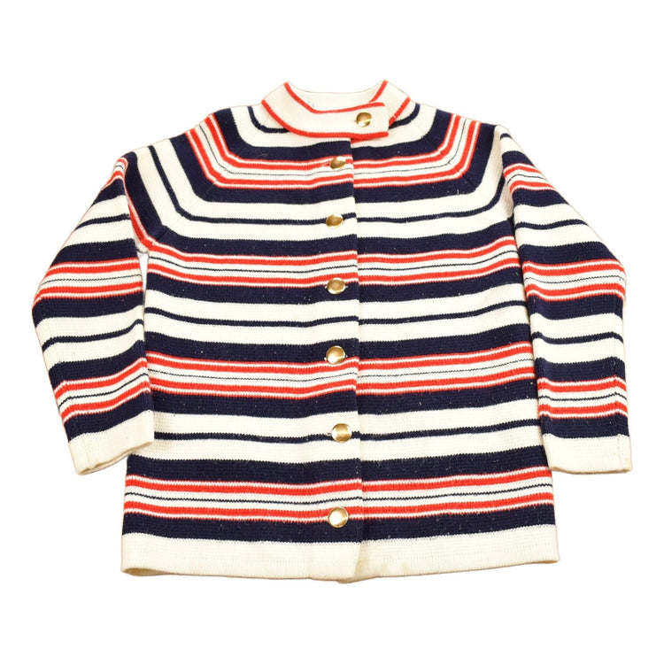 Vintage 1980s Striped Knitted Cardigan Sweater Women's M from propervintagecanada