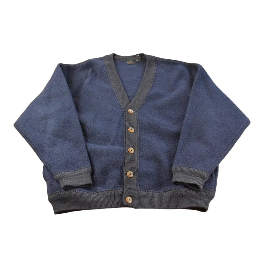Vintage 1980s Structure Wool Knit Cardigan Sweater Jacket Men's XL / Made in Hong Kong / 80s Streetwear / Pockets from propervintagecanada