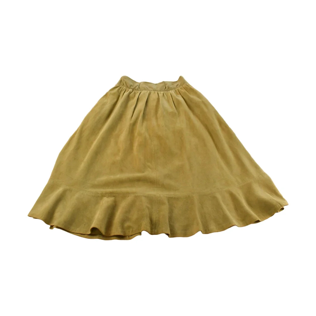 Vintage 1980s Suede Leather Midi Skirt Women's 28 from propervintagecanada