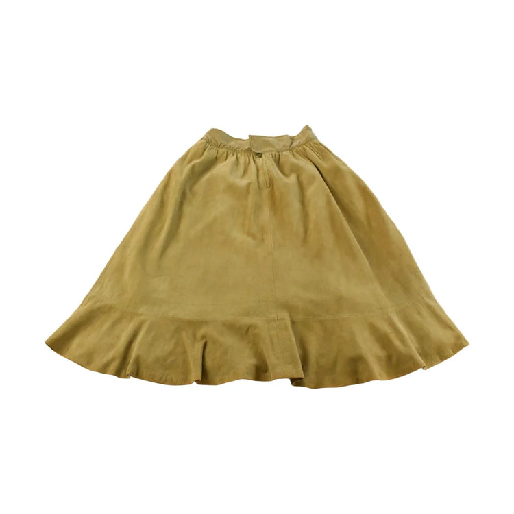 Vintage 1980s Suede Leather Midi Skirt Women's 28 from propervintagecanada