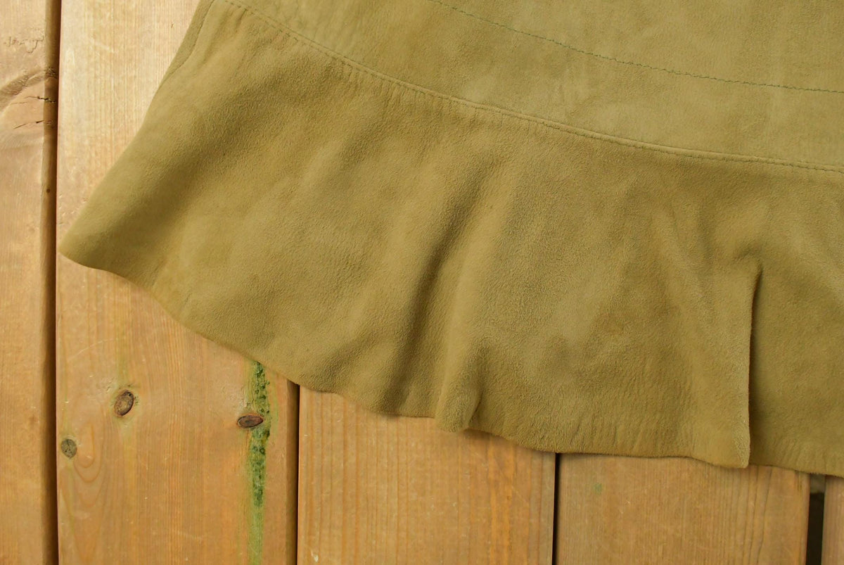 Vintage 1980s Suede Leather Midi Skirt Women's 28 from propervintagecanada