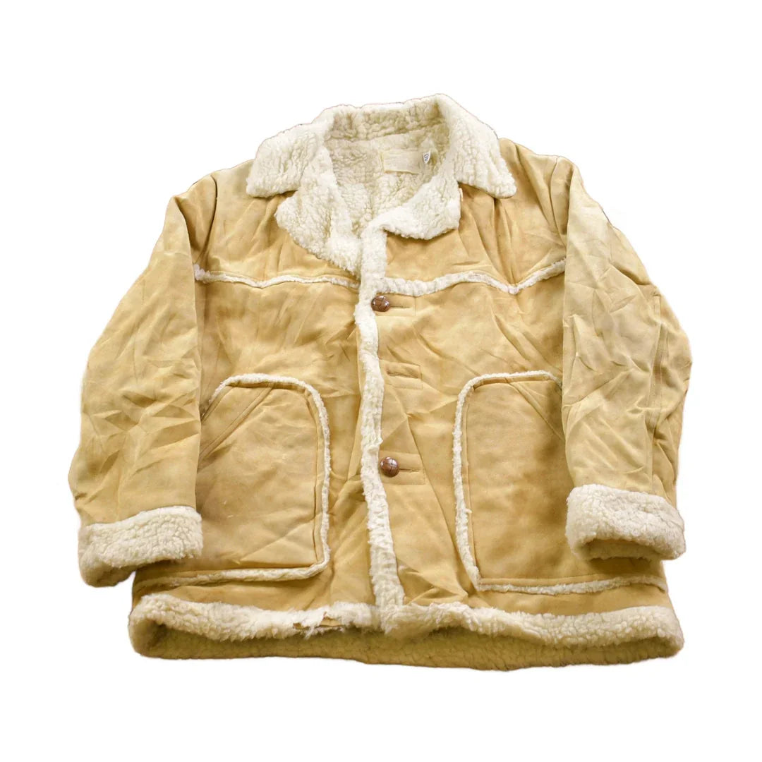 Vintage 1980s Suede Leather Shearling Jacket from propervintagecanada