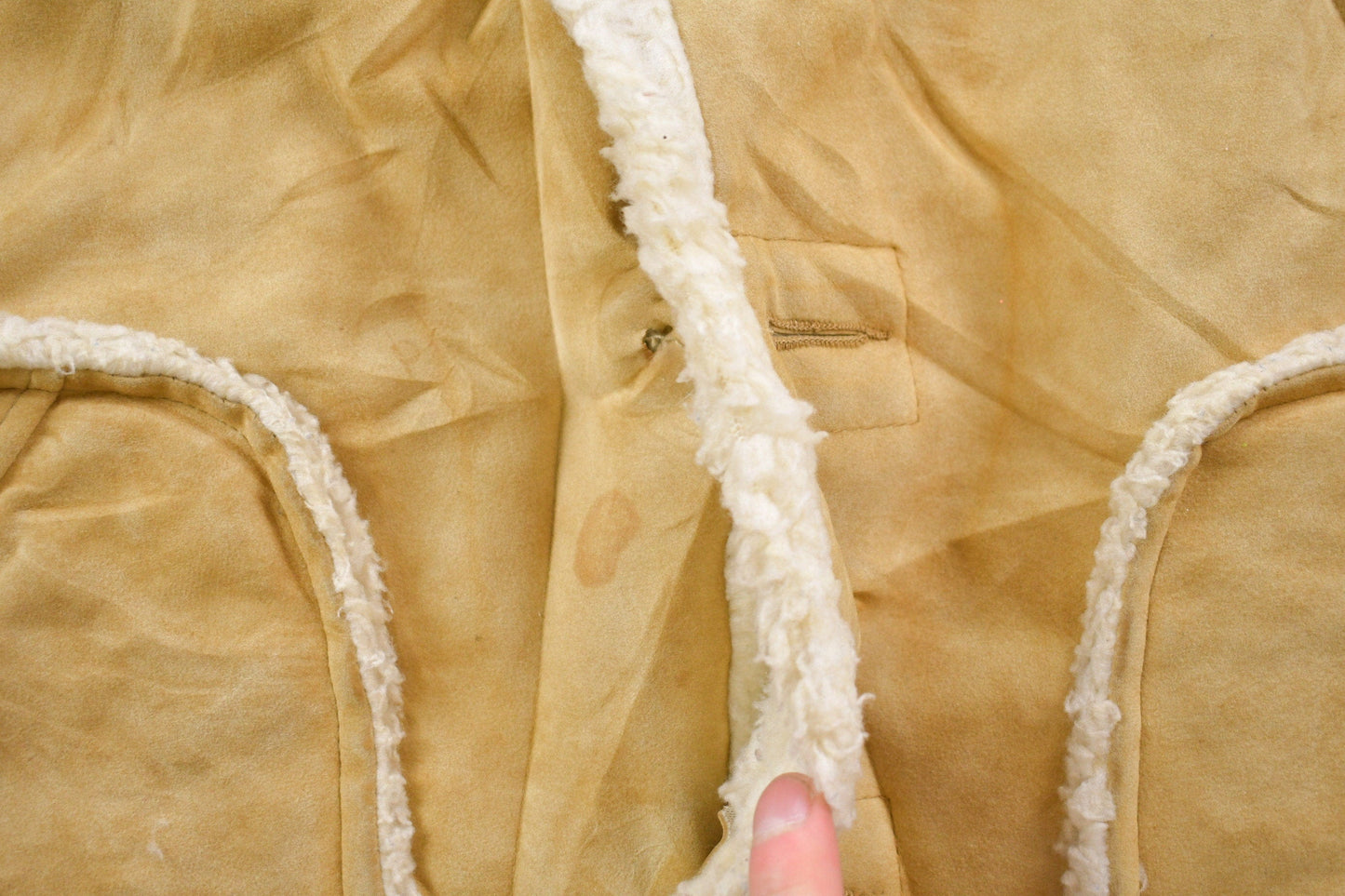 Vintage 1980s Suede Leather Shearling Jacket from propervintagecanada