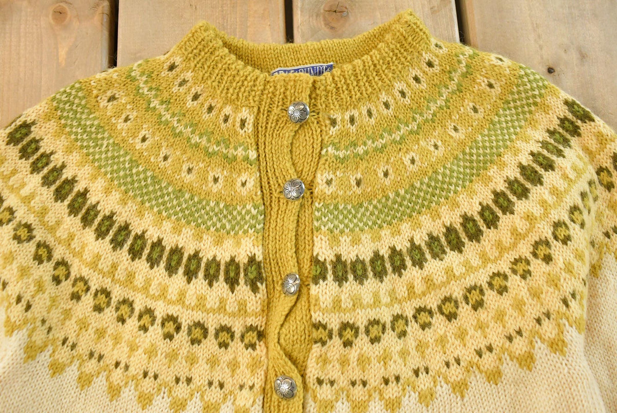 Vintage 1980s Sundt Hand Knit Wool Cardigan Sweater Women's M from propervintagecanada