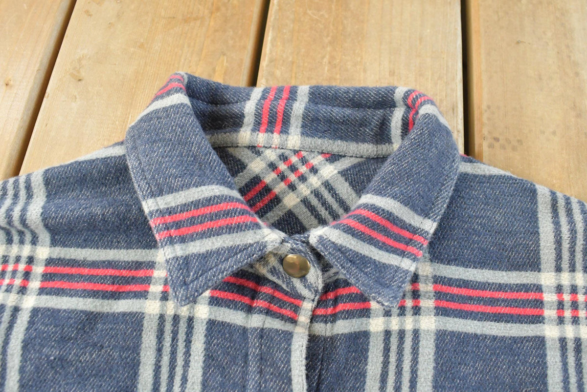 Vintage 1980s Super Faded Western Button Up Snaps Flannel Shirt Men's M / 80s Streetwear / Well Worn / Sun-faded from propervintagecanada