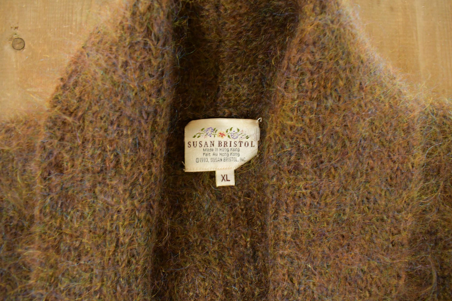 Vintage 1980s Susan Bristol Knit Cardigan Mohair Wool Sweater Women's XL from propervintagecanada
