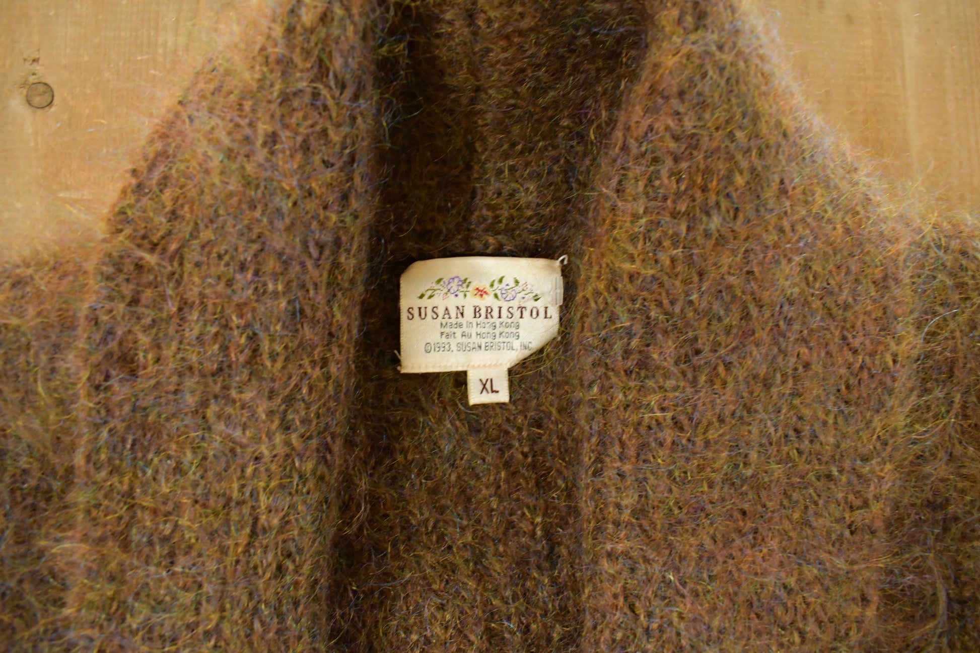 Vintage 1980s Susan Bristol Knit Cardigan Mohair Wool Sweater Women's XL from propervintagecanada