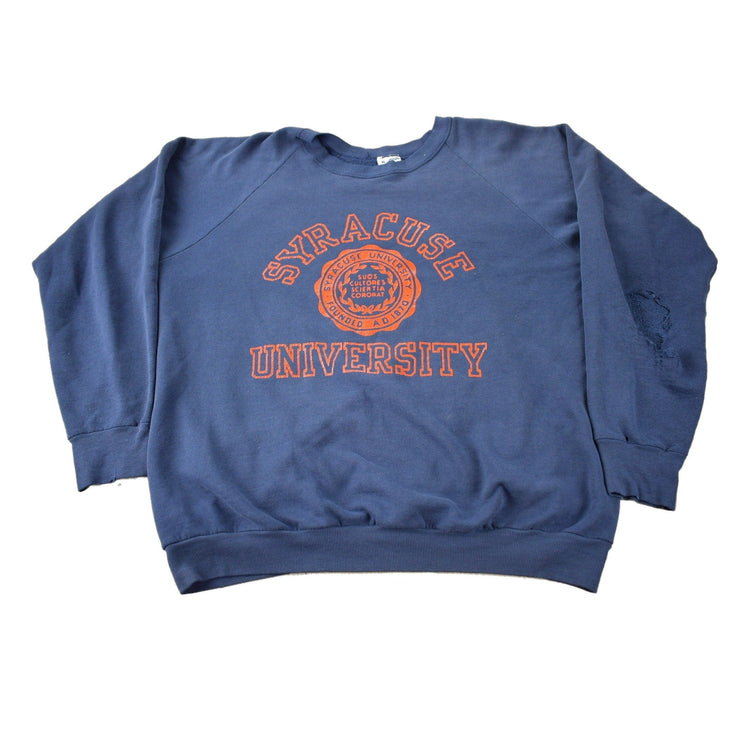 Vintage 1980s Syracuse University Distressed Collegiate Raglan Crewneck Men's L from propervintagecanada