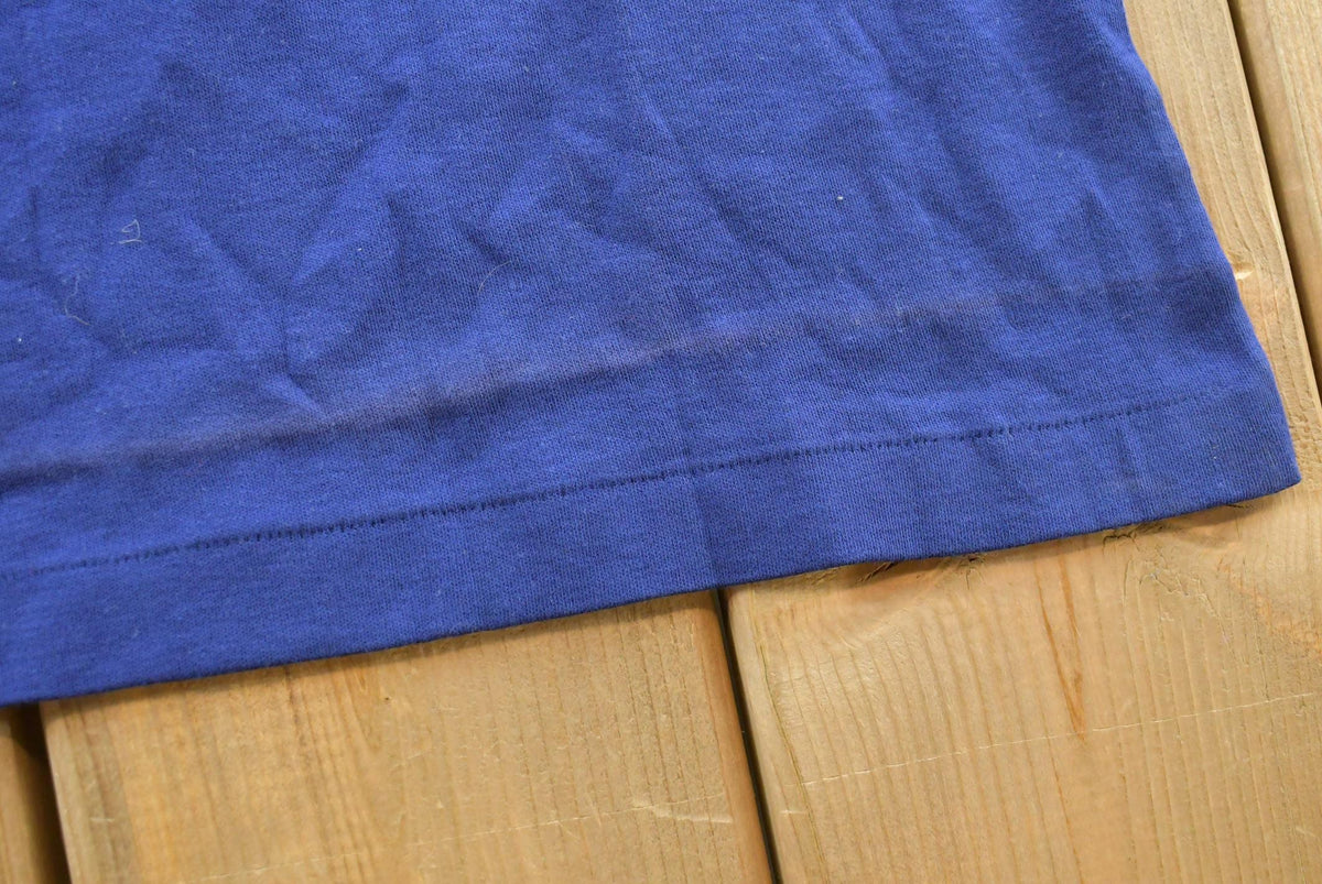 Vintage 1980s T-Shirt City Kitsilano Navy Blue Blank T-Shirt Women's S from propervintagecanada