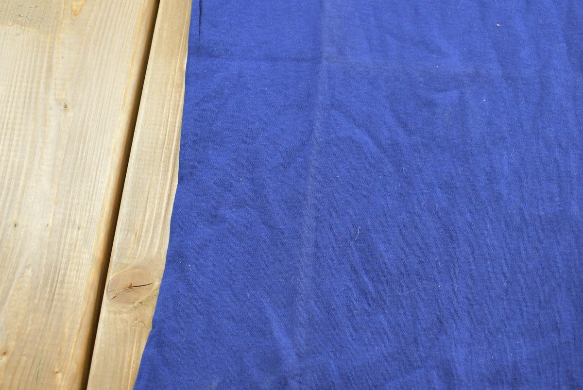 Vintage 1980s T-Shirt City Kitsilano Navy Blue Blank T-Shirt Women's S from propervintagecanada