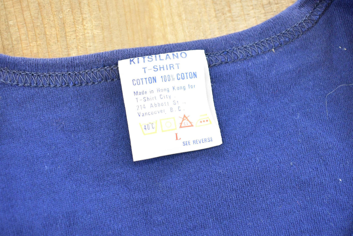 Vintage 1980s T-Shirt City Kitsilano Navy Blue Blank T-Shirt Women's S from propervintagecanada