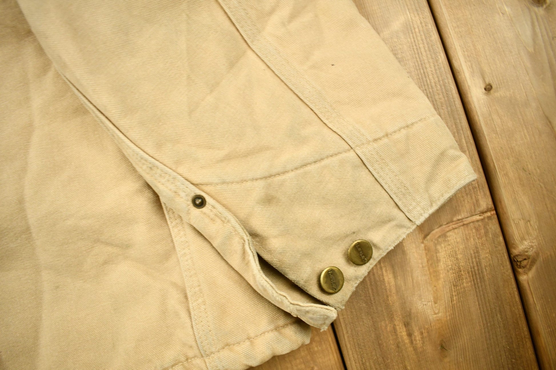 Vintage 1980s Tan Carhartt Chore Coat Men's Large from propervintagecanada