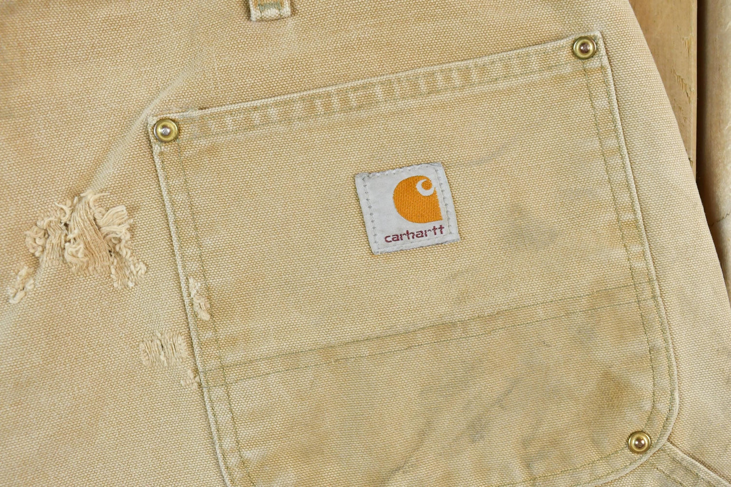 Vintage 1980s Tan Carhartt Double Knee Work Pants Men's 40 x 26 from propervintagecanada
