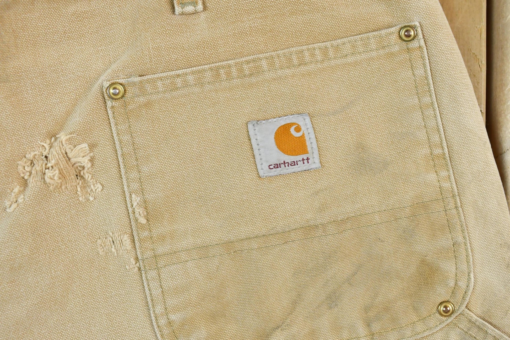 Vintage 1980s Tan Carhartt Double Knee Work Pants Men's 40 x 26 from propervintagecanada