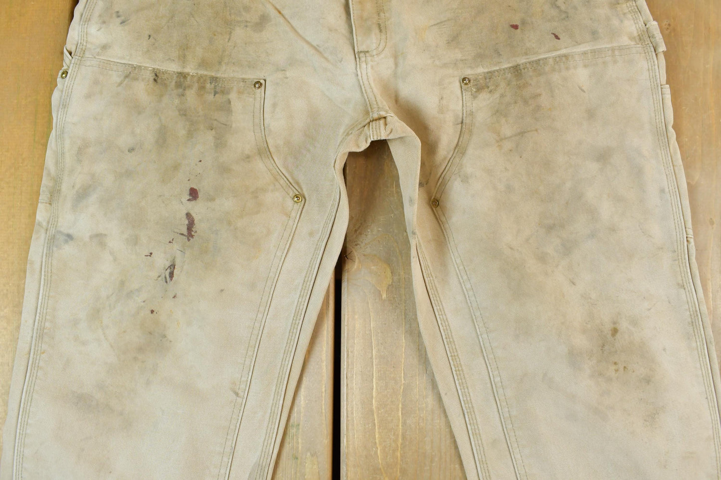 Vintage 1980s Tan Carhartt Double Knee Work Pants Men's 40 x 26 from propervintagecanada