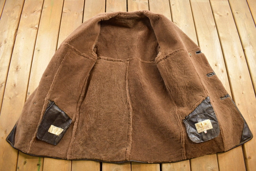 Vintage 1980s Tanns Of Taunton Lambskin Fur Lined Jacket Men's Medium from propervintagecanada