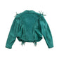 Vintage 1980s Teal Suede Fringe Jacket from propervintagecanada