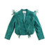 Vintage 1980s Teal Suede Fringe Jacket from propervintagecanada
