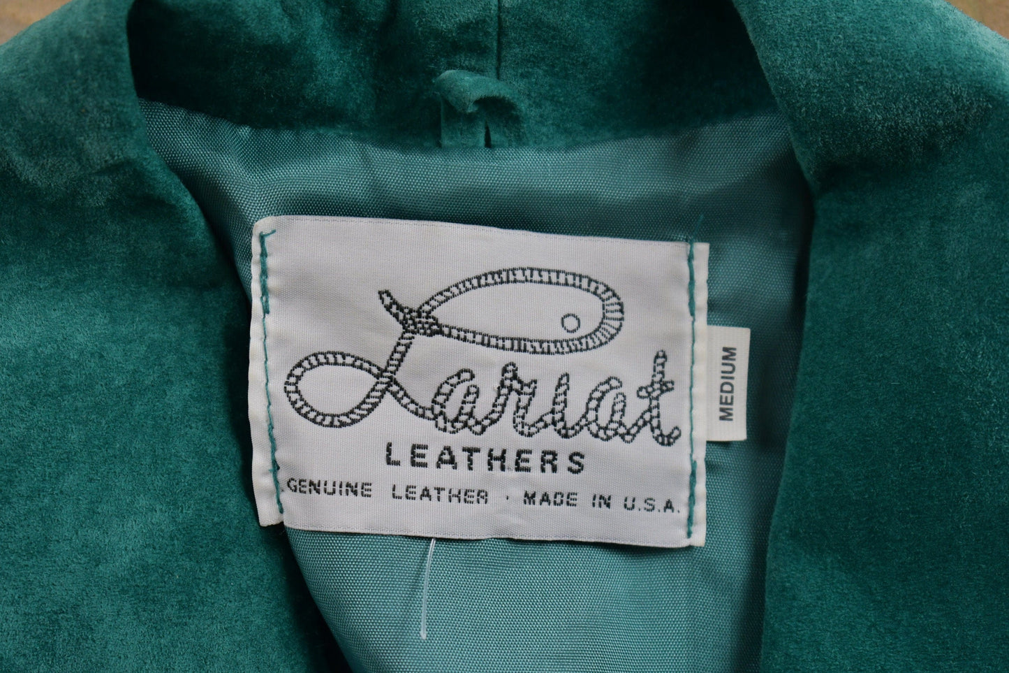 Vintage 1980s Teal Suede Fringe Jacket from propervintagecanada