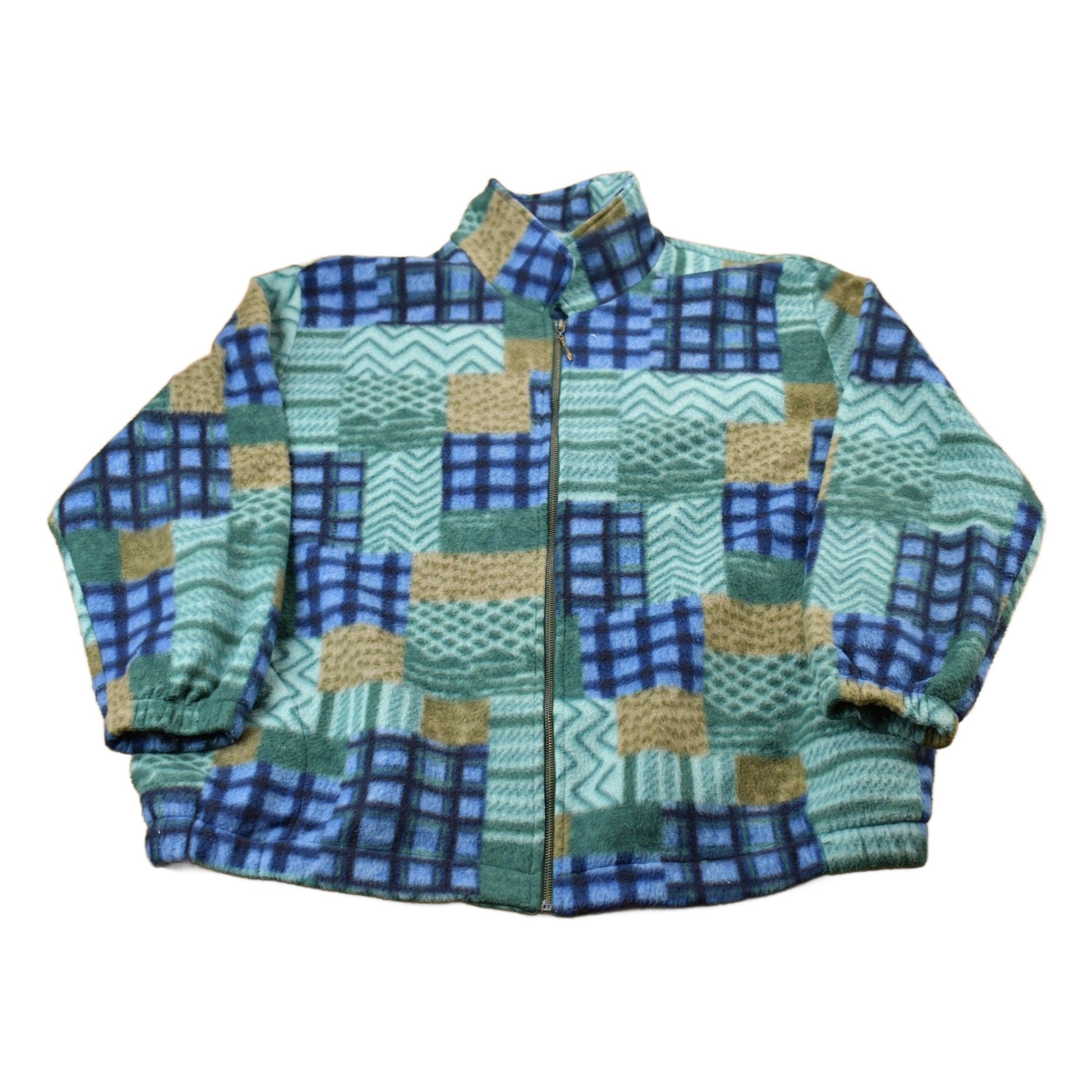 Vintage 1980s Teddi All Over Print Full Zip Fleece Sweater Men's 2XL from propervintagecanada