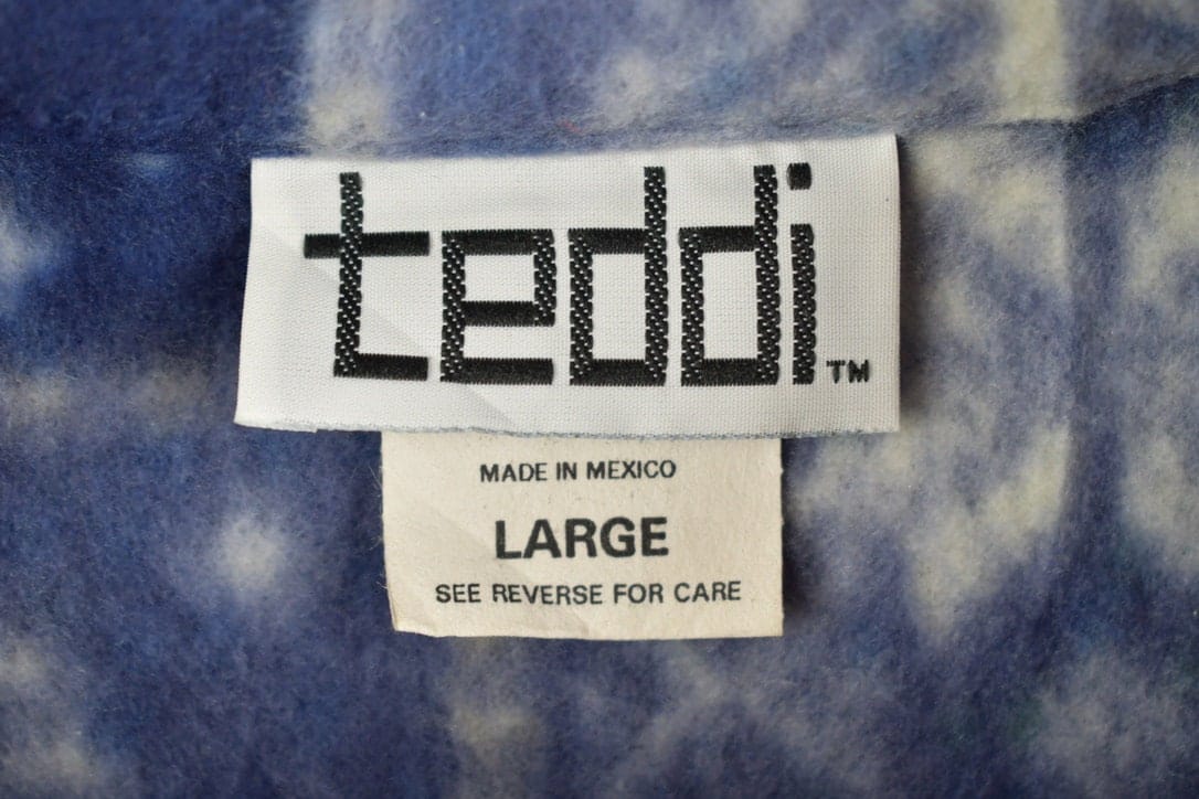 Vintage 1980s Teddi All Over Print Full Zip Fleece Sweater Men's Large from propervintagecanada