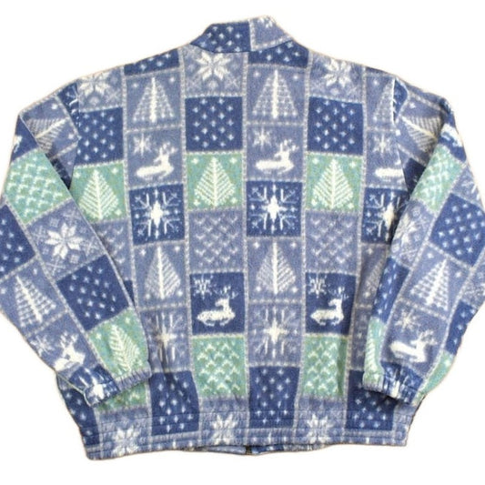 Vintage 1980s Teddi All Over Print Full Zip Fleece Sweater Men's Large from propervintagecanada