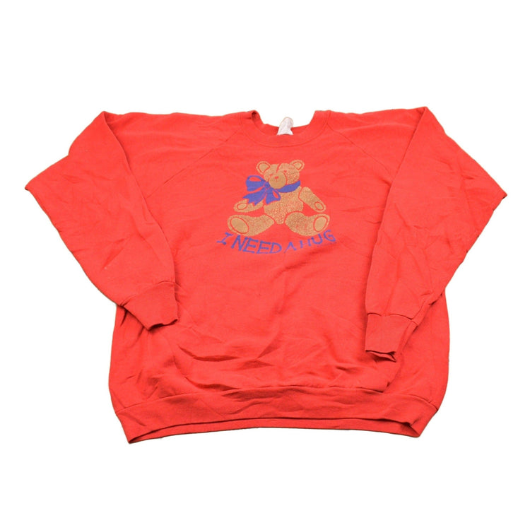 Vintage 1980s Teddy Bear Hug Crewneck Sweatshirt Men's Large from propervintagecanada