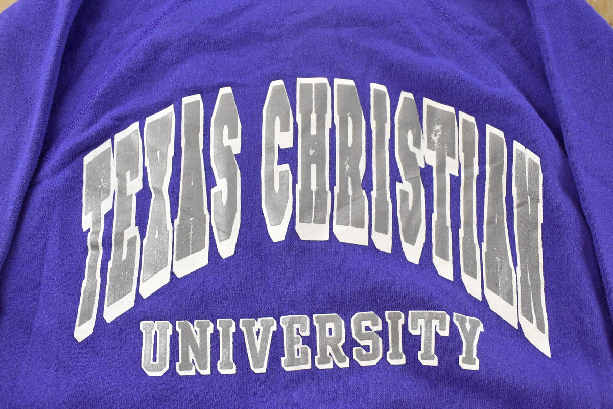 Vintage 1980s Texas Christian University Collegiate Crewneck Sweatshirt Men's M from propervintagecanada
