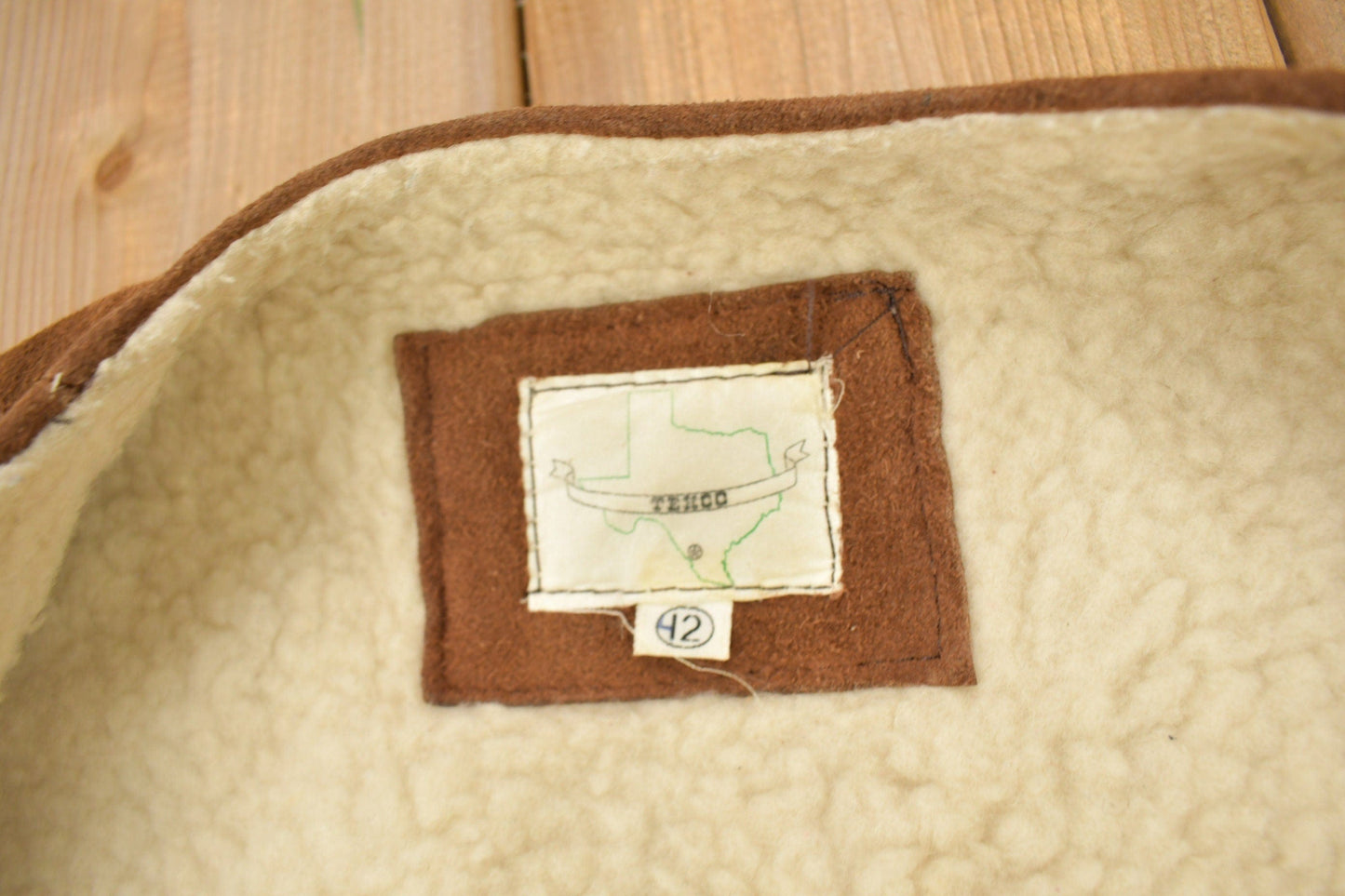 Vintage 1980s Texco Sherpa Lined Denim Button Up Vest Men's Large from propervintagecanada