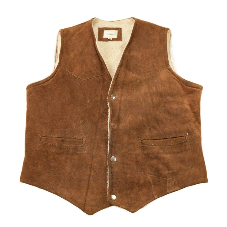 Vintage 1980s Texco Sherpa Lined Denim Button Up Vest Men's Large from propervintagecanada