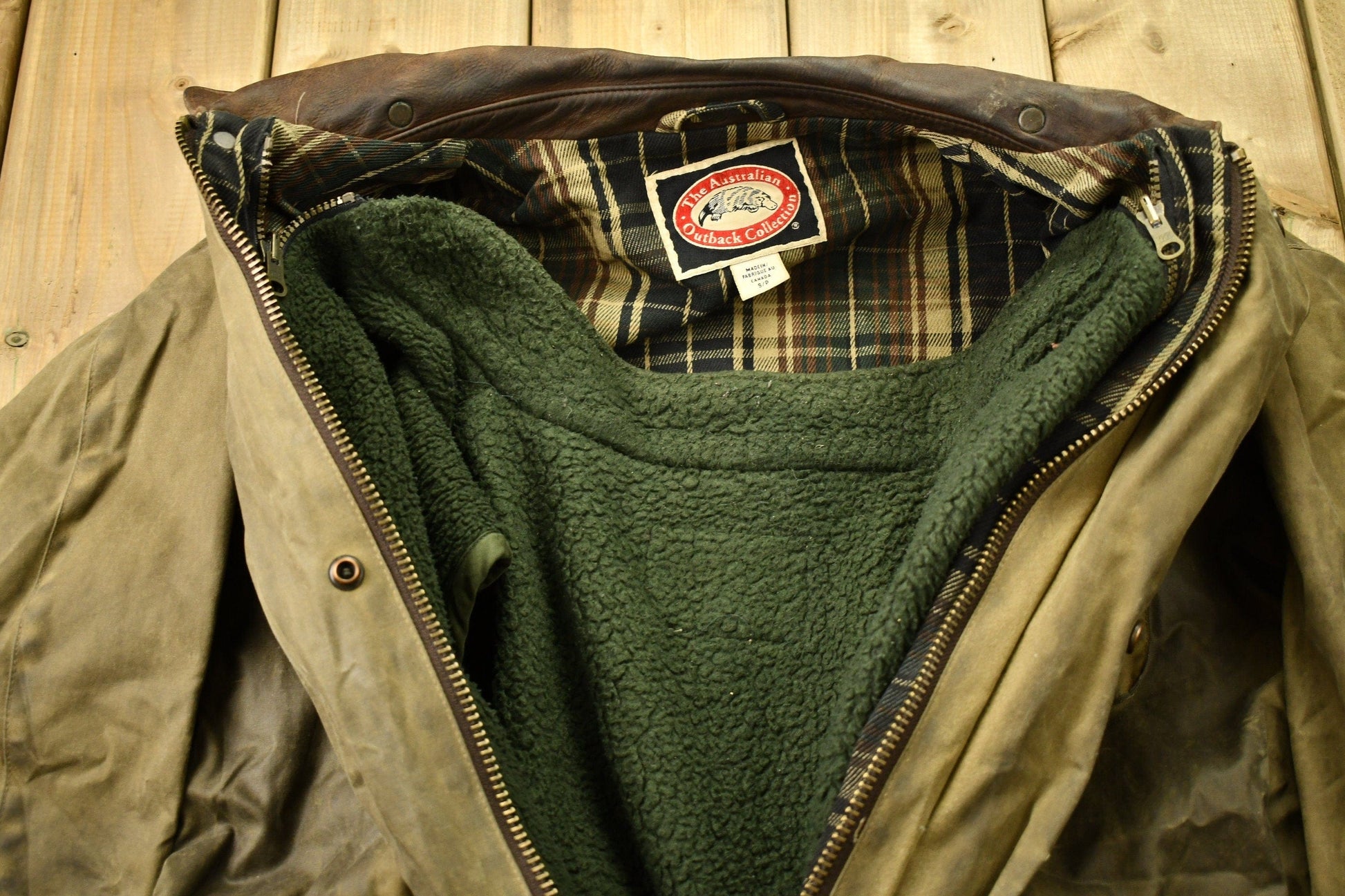 Vintage 1980s The Australia Outback Collection Waxed Leather Jacket Men's Medium from propervintagecanada