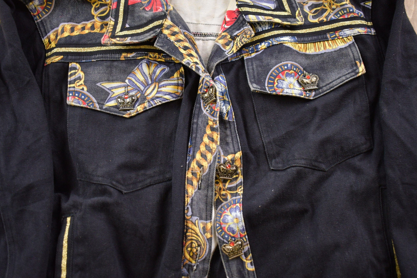 Vintage 1980s The La Costa Spa Jewelry Graphic Denim Jean Jacket Women's M from propervintagecanada