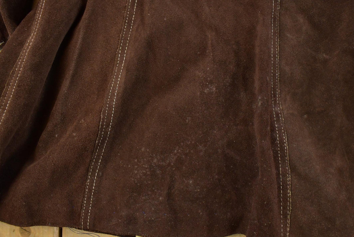 Vintage 1980s The Tannery Shearling Suede Leather Coat Women's S from propervintagecanada