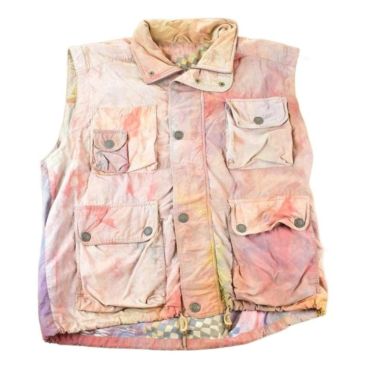 Vintage 1980s Tie Dye Funky Abstract Print Lined Fisherman's Vest Mens XXL from propervintagecanada