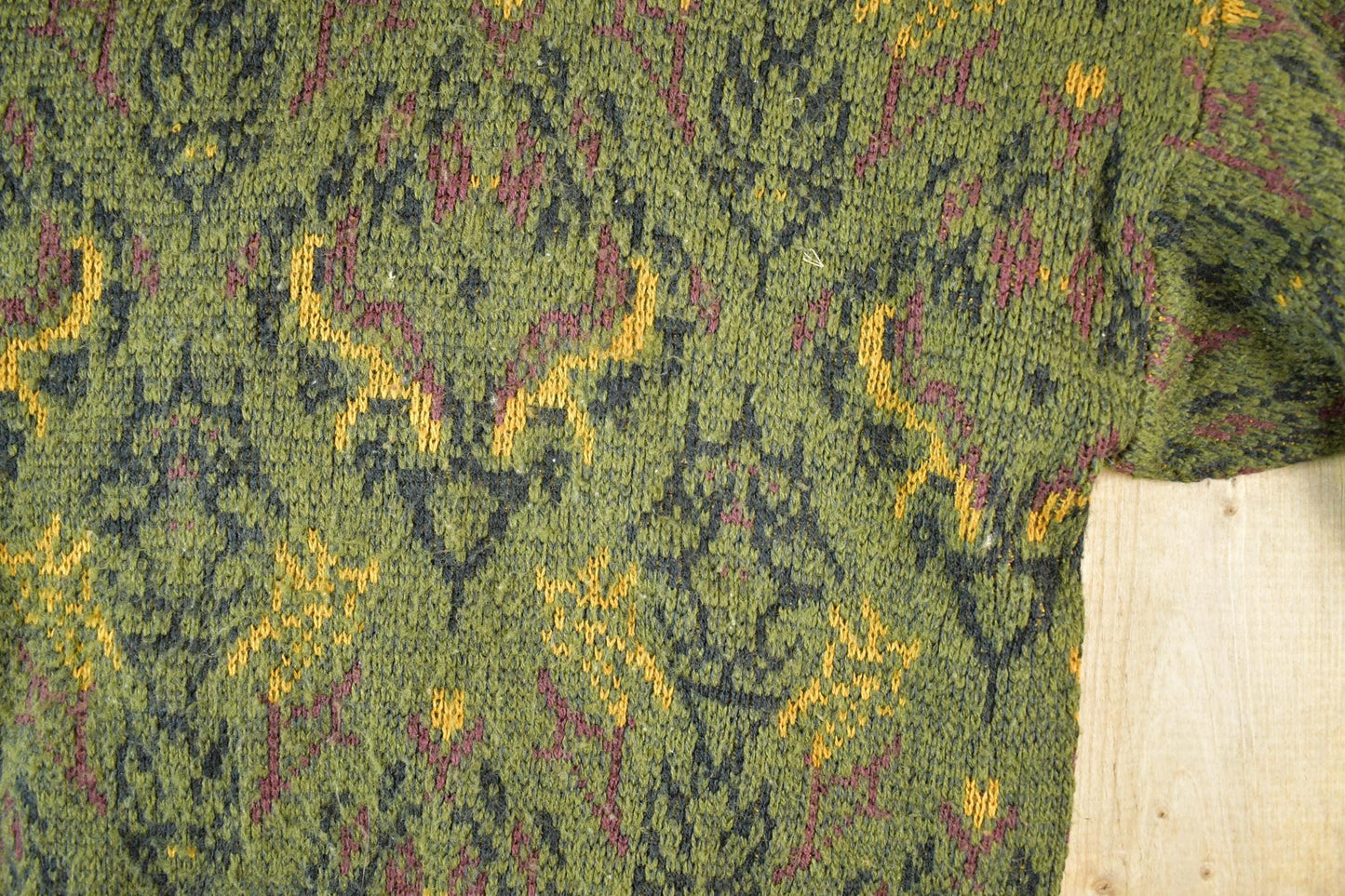 Vintage 1980s Tip Top Wool Knit Abstract Pattern Crewneck Sweater Mens L from propervintagecanada