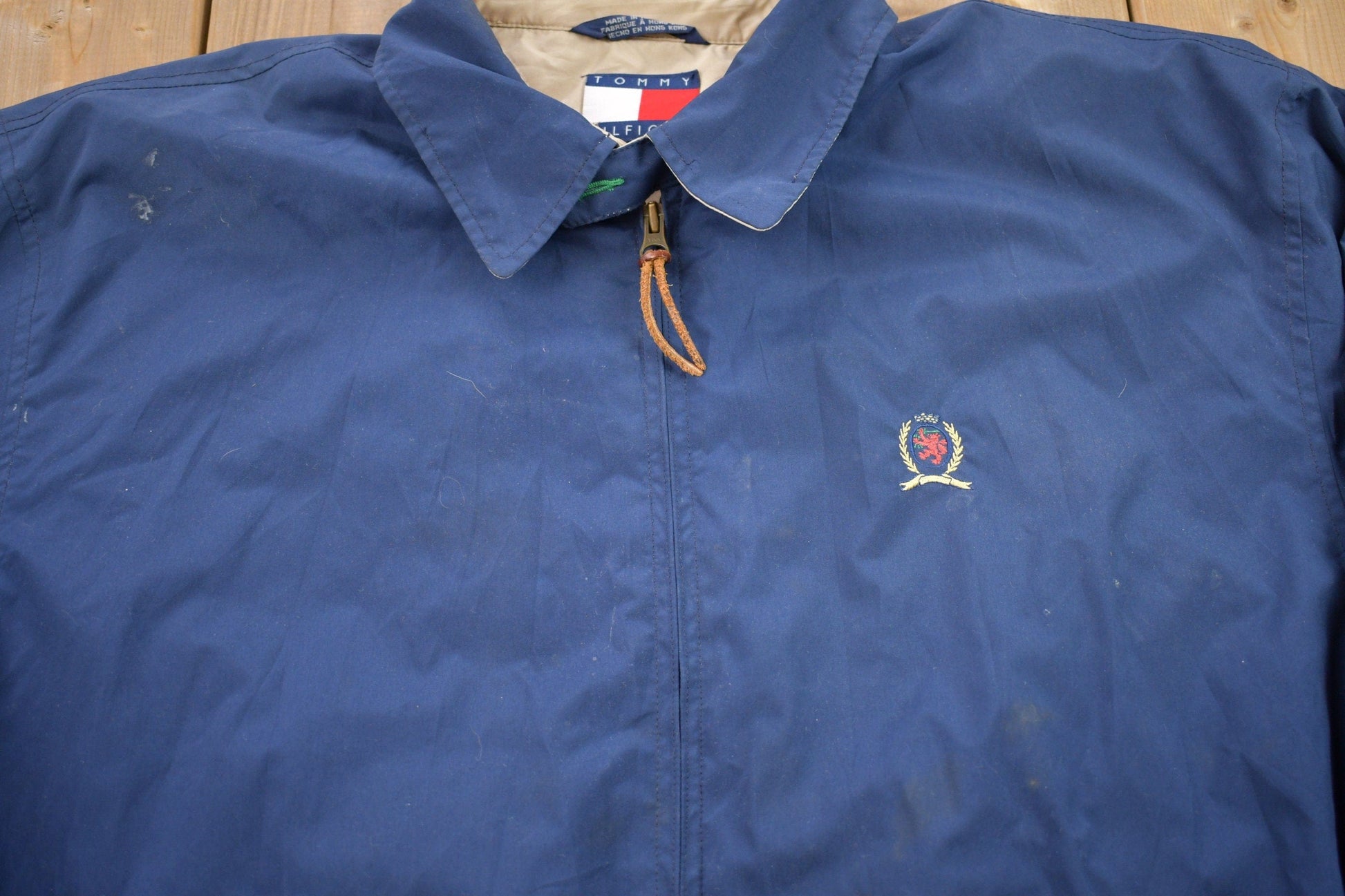 Vintage 1980s Tommy Hilfiger Embroidered Full Zip Golf Jacket Men's Large from propervintagecanada