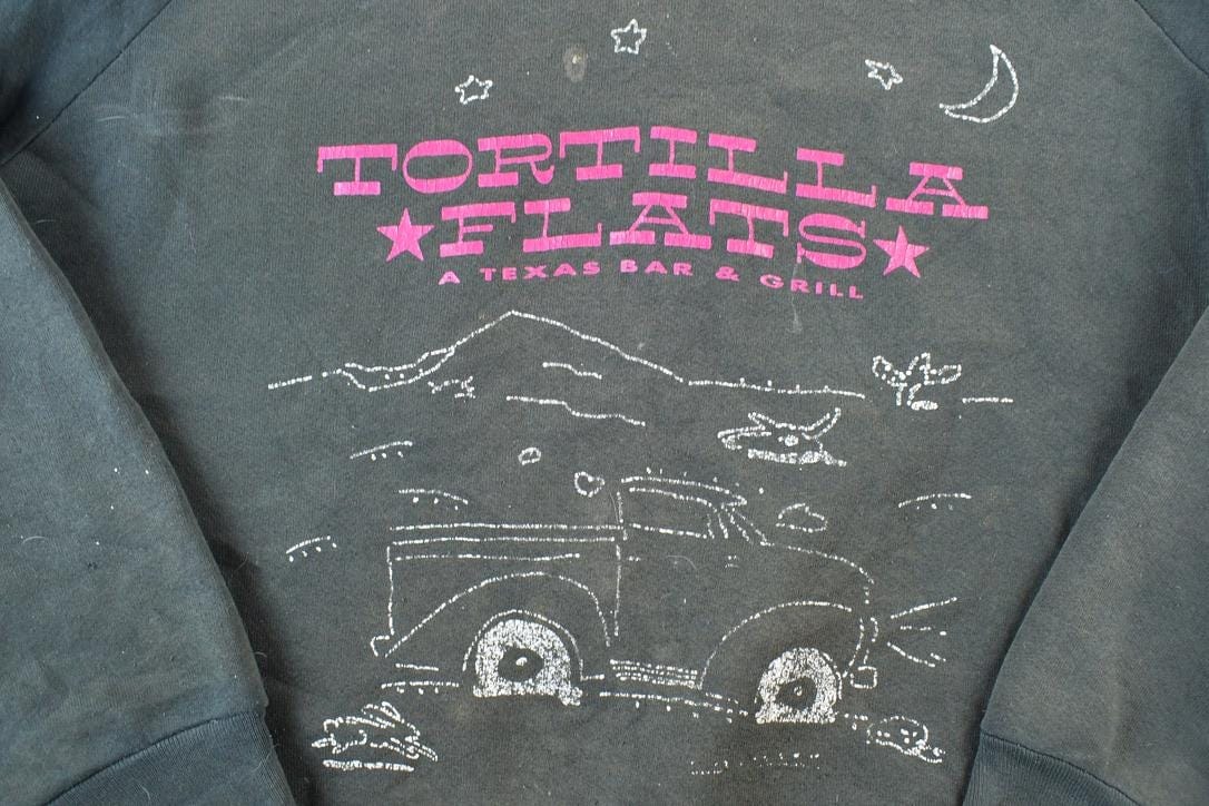 Vintage 1980s Tortilla Flats Texas Bar & Grill Souvenir Crewneck Sweatshirt Men's XL from propervintagecanada